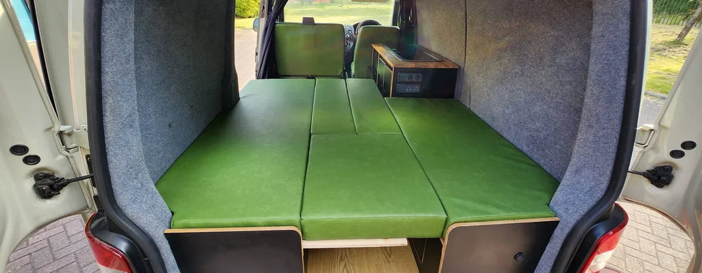 Lucille green foldable mattress with foam core for Scottish outdoor access