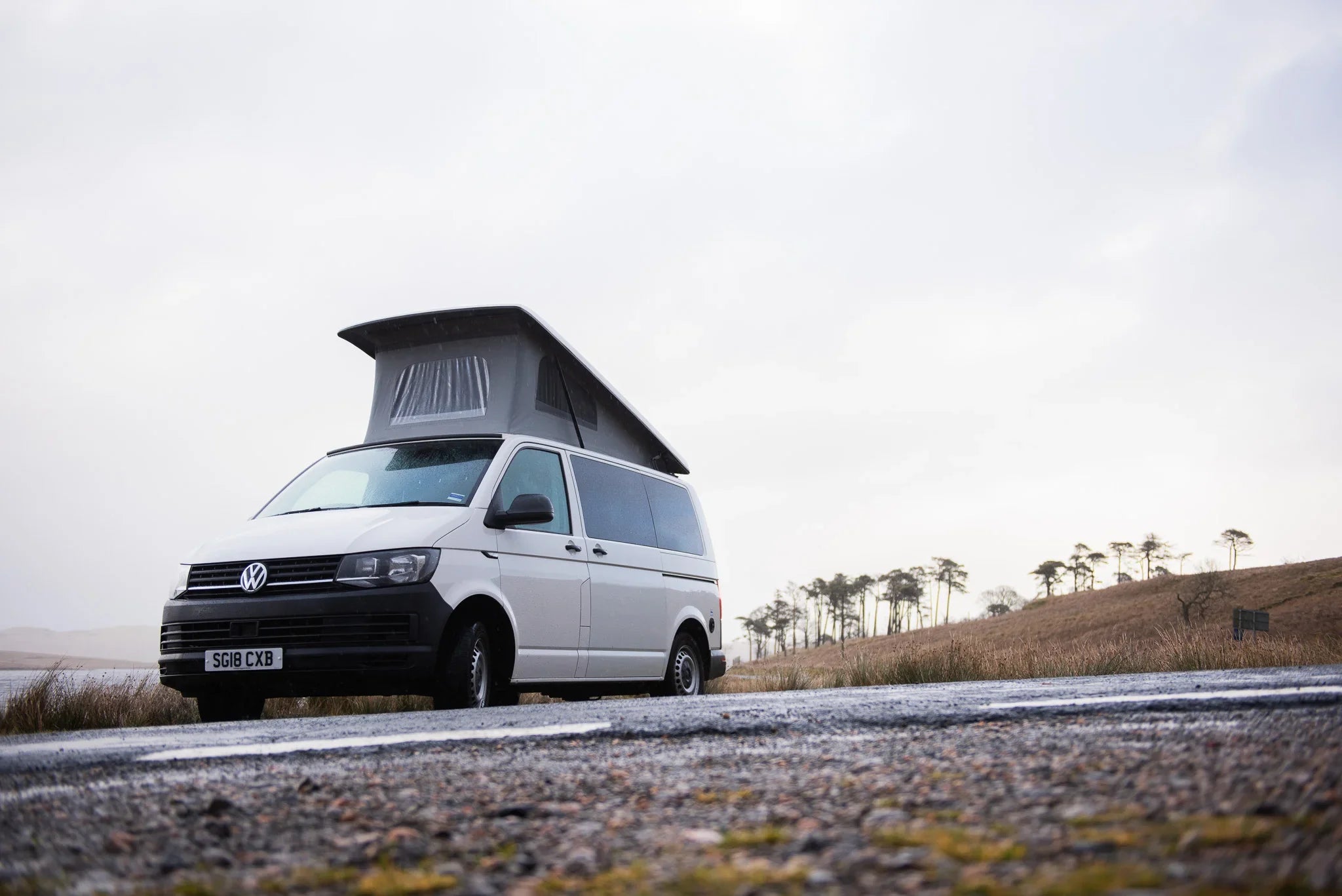 White Mindy Volkswagen Camper Van with Pop-Top for Scottish Outdoor Access