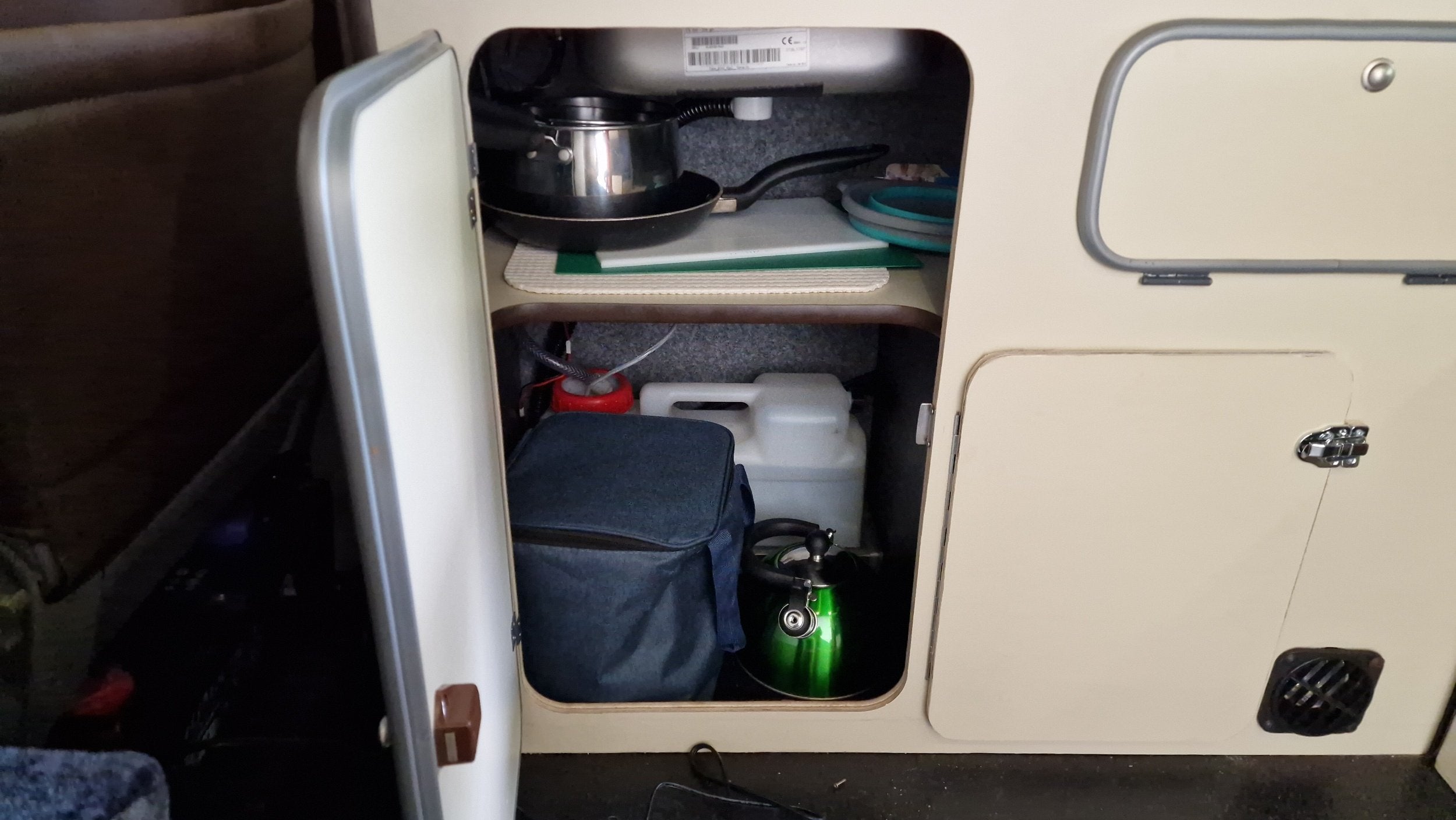 Ria white beige compact cabinet with sliding doors for kitchen organization