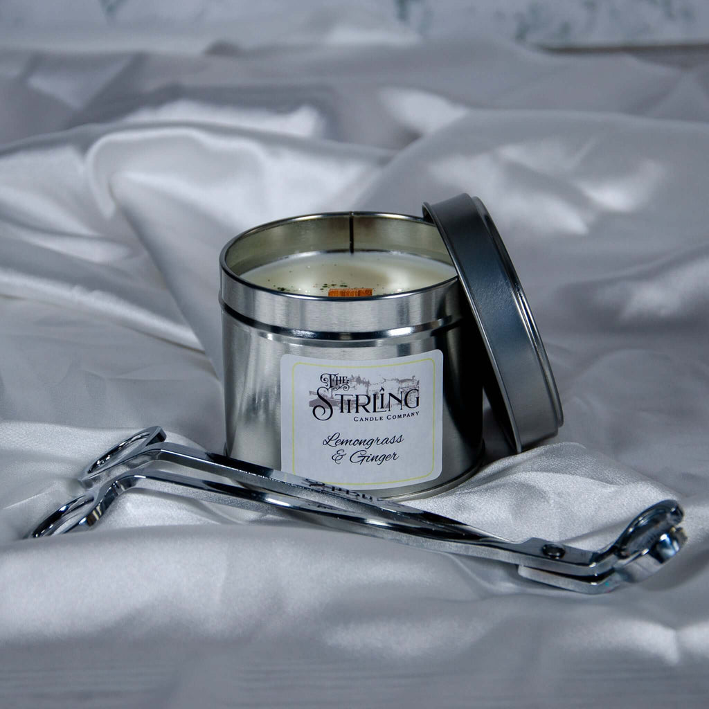Lemongrass & Ginger - Travel Tin Candle - Wooden Wick